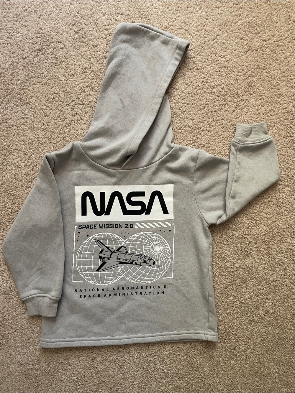 H&M Kids Gray NASA Hooded Sweatshirt with Space Graphic